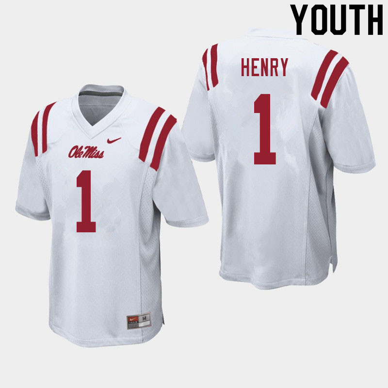 Youth #1 Lakia Henry Ole Miss Rebels College Football Jerseys Sale-White